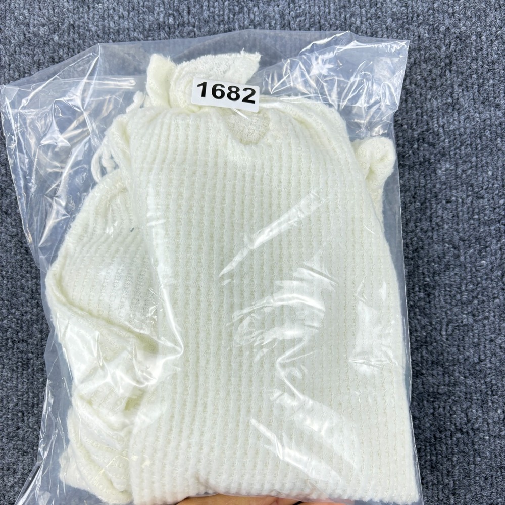 Joe Boxer Crop Hoodie Womens Small White Rainbow Striped Waffle Knit‎ Knot Front - Picture 9 of 9